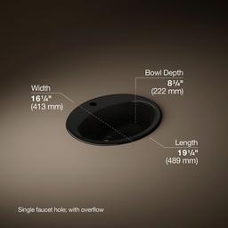 Farmington 19-1/4'' oval drop-in bathroom sink - Black - image 3