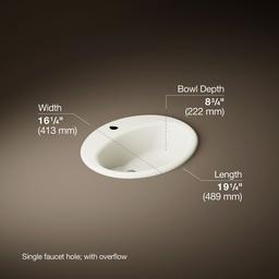 Farmington 19-1/4'' oval drop-in bathroom sink - Biscuit - image 3