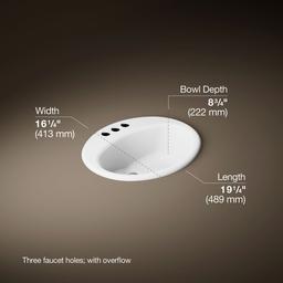 Farmington 19-1/4'' oval drop-in bathroom sink - White - image 3