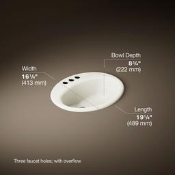 Farmington 19-1/4'' oval drop-in bathroom sink - Biscuit - image 3