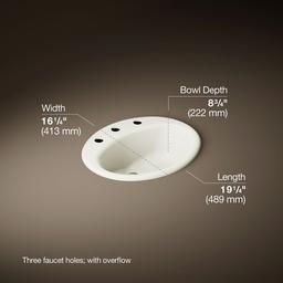 Farmington 19-1/4'' oval drop-in bathroom sink - Biscuit - image 3