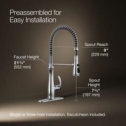 Bellera Semi-professional kitchen sink faucet with three-function sprayhead - image 3