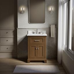 24'' bathroom vanity cabinet with sink and quartz top - image 2