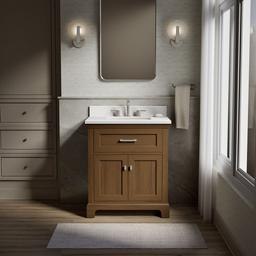 30'' bathroom vanity cabinet with sink and quartz top - image 2