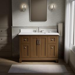 48'' bathroom vanity cabinet with sink and quartz top - image 2