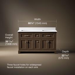 60'' bathroom vanity cabinet with sinks and quartz top - image 3