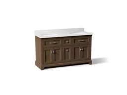 60'' bathroom vanity cabinet with sinks and quartz top - image 1