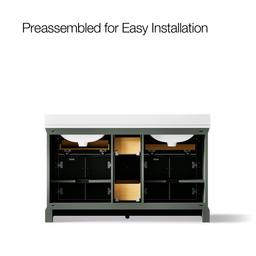 Charlemont 60'' Bathroom Vanity Cabinet With Sinks And Quartz Top Umbral Green - image 10