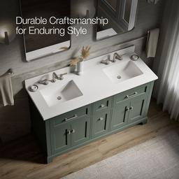 Charlemont 60'' Bathroom Vanity Cabinet With Sinks And Quartz Top Umbral Green - image 11