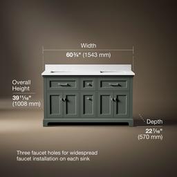 Charlemont 60'' Bathroom Vanity Cabinet With Sinks And Quartz Top Umbral Green - image 3