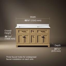 CharlemontE 60'' bathroom vanity cabinet with sinks and quartz top - image 3