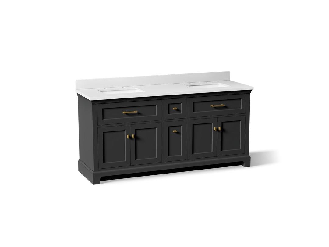 CharlemontE 72'' bathroom vanity cabinet with sinks and quartz top by Kohler