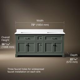 Charlemont 72'' Bathroom Vanity Cabinet With Sinks And Quartz Top Umbral Green - image 3