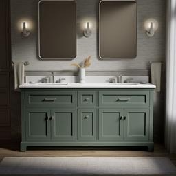 Charlemont 72'' Bathroom Vanity Cabinet With Sinks And Quartz Top Umbral Green - image 2