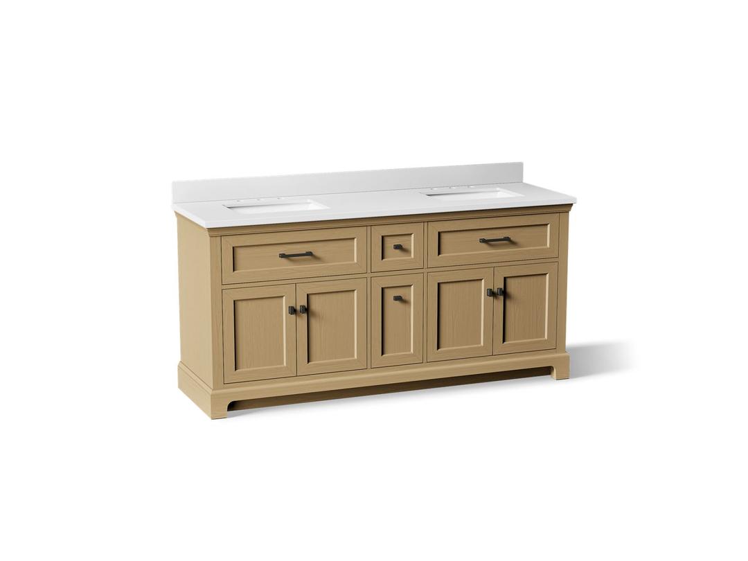 CharlemontE 72'' bathroom vanity cabinet with sinks and quartz top by Kohler