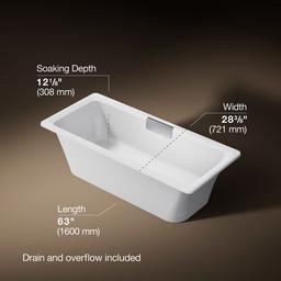 VoluteE 63'' x 28-3/8'' freestanding bath with base - image 3