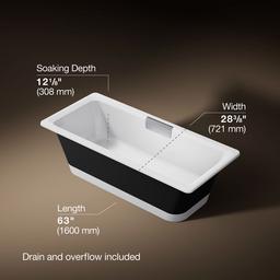 VoluteE 63'' x 28-3/8'' freestanding bath with base - image 3