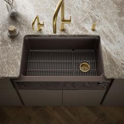 Cairn 34'' undermount single-bowl farmhouse kitchen sink with faceted design - image 2