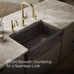 Cairn 34'' undermount single-bowl farmhouse kitchen sink with faceted design - image 8