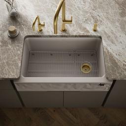 Cairn 34'' undermount single-bowl farmhouse kitchen sink with faceted design - image 2