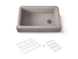Cairn 34'' undermount single-bowl farmhouse kitchen sink with faceted design - image 1