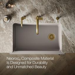 Cairn 34'' undermount single-bowl farmhouse kitchen sink with faceted design - image 4