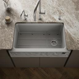 Cairn 34'' undermount single-bowl farmhouse kitchen sink with faceted design - image 2