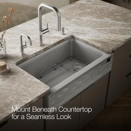 Cairn 34'' undermount single-bowl farmhouse kitchen sink with faceted design - image 8