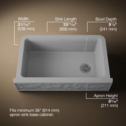 Cairn 34'' undermount single-bowl farmhouse kitchen sink with faceted design - image 3