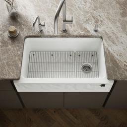 Cairn 34'' undermount single-bowl farmhouse kitchen sink with faceted design - image 2