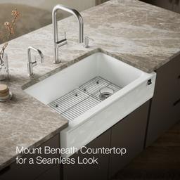 Cairn 34'' undermount single-bowl farmhouse kitchen sink with faceted design - image 8