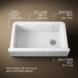 Cairn 34'' undermount single-bowl farmhouse kitchen sink with faceted design - image 3
