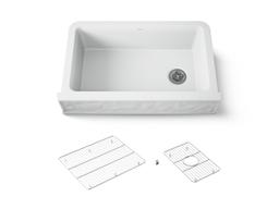 Cairn 34'' undermount single-bowl farmhouse kitchen sink with faceted design - image 1