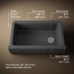 Cairn 34'' undermount single-bowl farmhouse kitchen sink with faceted design - image 3