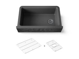 Cairn 34'' undermount single-bowl farmhouse kitchen sink with faceted design - image 1