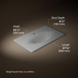 Kohler Iron/impressions 37'' Enameled Cast Iron Vanity Top with Integrated Oval Sink - Basalt - image 2