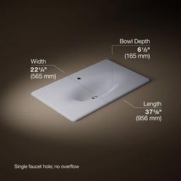 Kohler Iron/impressions 37'' Enameled Cast Iron Vanity Top with Integrated Oval Sink - Lavender Grey - image 2