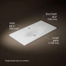 Kohler Iron/impressions 43'' Enameled Cast Iron Vanity Top with Integrated Oval Sink - White - image 2