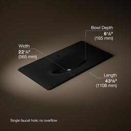 Kohler Iron/impressions 43'' Enameled Cast Iron Vanity Top with Integrated Oval Sink - Black - image 2