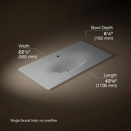 Kohler Iron/impressions 43'' Enameled Cast Iron Vanity Top with Integrated Oval Sink - Basalt - image 2