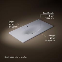 Kohler Iron/impressions 43'' Enameled Cast Iron Vanity Top with Integrated Oval Sink - Lavender Grey - image 2