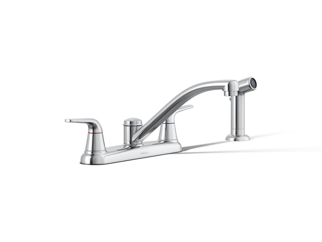 Jolt Two-handle kitchen sink faucet with side sprayer by Kohler