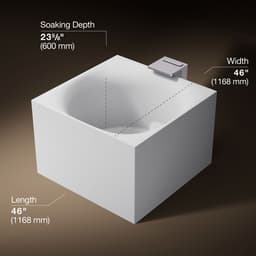 Kohler StillnessE Experience 46'' x 46'' freestanding bath - Honed White - image 3