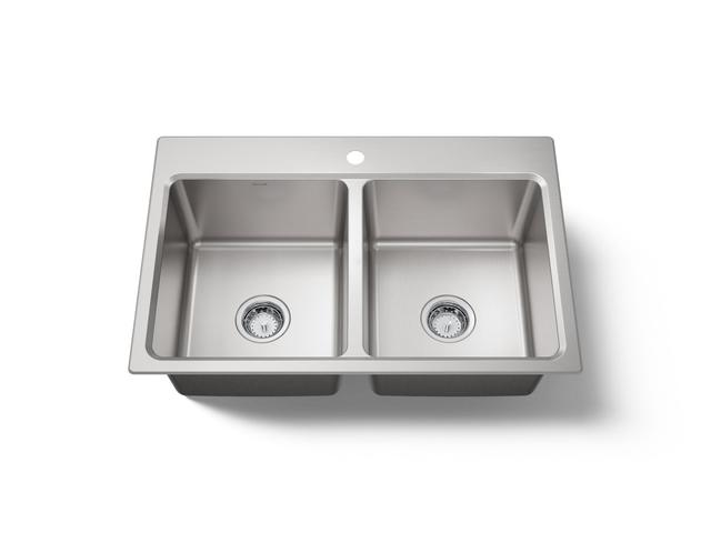 Prologue 33'' top-/undermount double-bowl kitchen sink