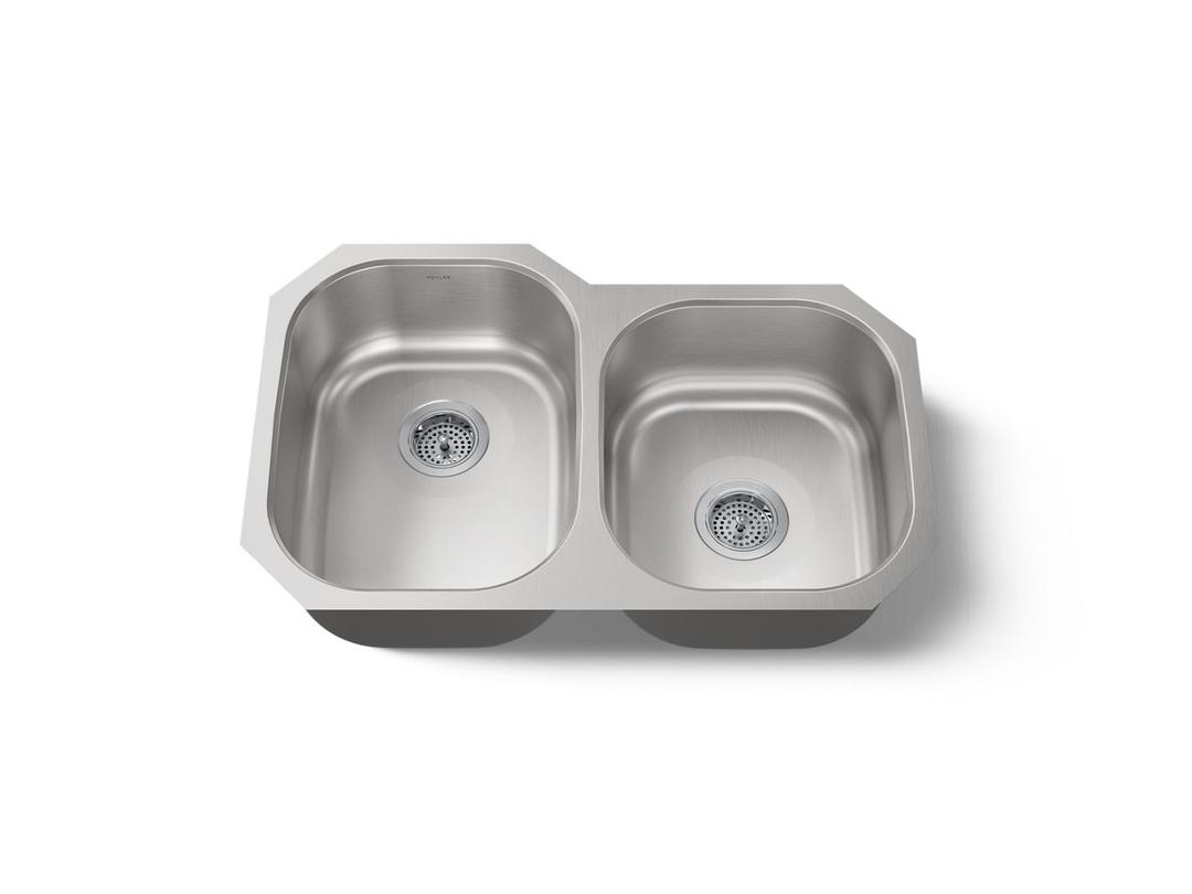 Undertone 31'' undermount double-bowl kitchen sink - Stainless Steel by Kohler