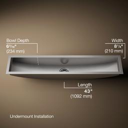 Undertone Trough 43'' undermount single-bowl kitchen sink - Stainless Steel - image 3