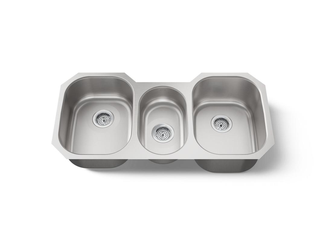 Undertone 41-3/4'' undermount triple-bowl kitchen sink - Stainless Steel by Kohler