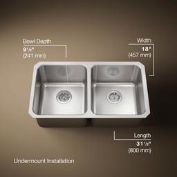 Undertone 31-1/2'' undermount double-bowl kitchen sink - Stainless Steel - image 3