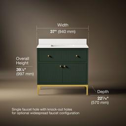 CalpaE 36'' bathroom vanity cabinet with sink and quartz top - image 3