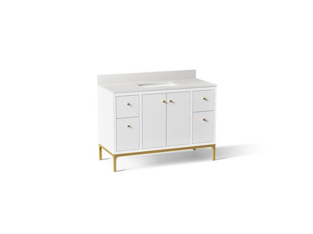 48'' bathroom vanity cabinet with sink and quartz top